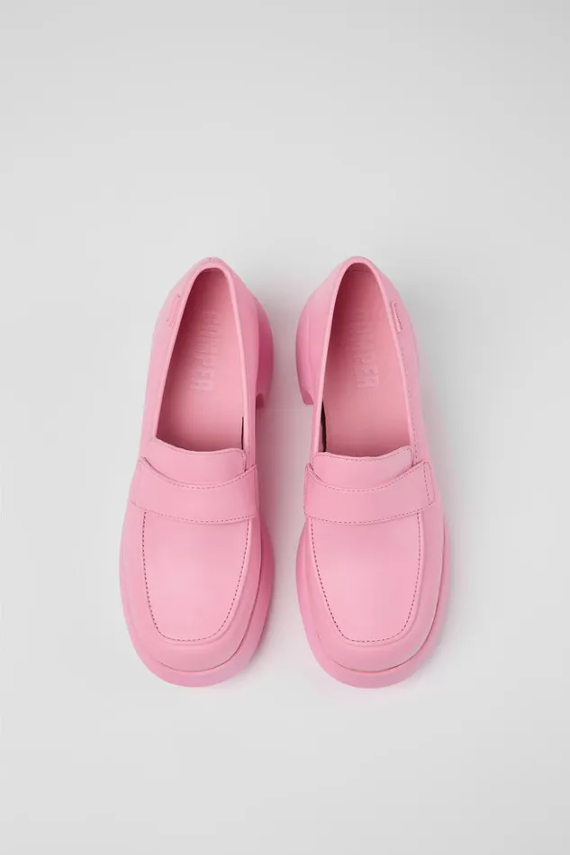 Women Thelma Pink Leather Loafer Camper Formal Shoes Women Thelma Pink Leather Loafer Camper Formal Shoes