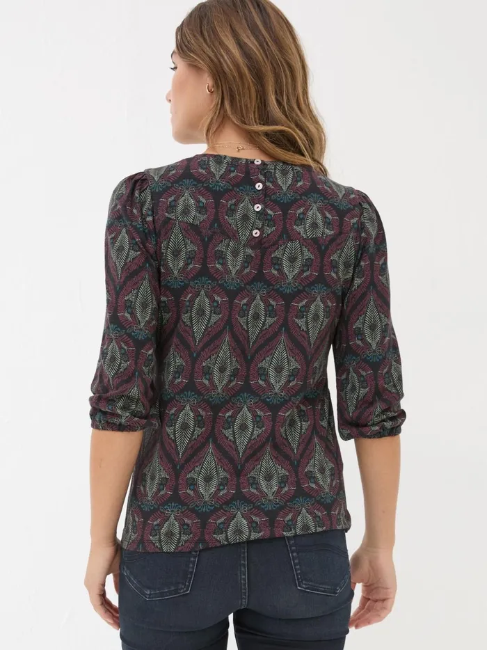 Women Tops and TShirts Fat Face Penny Black Decorative Leaf Top Women Tops and TShirts Fat Face Penny Black Decorative Leaf Top