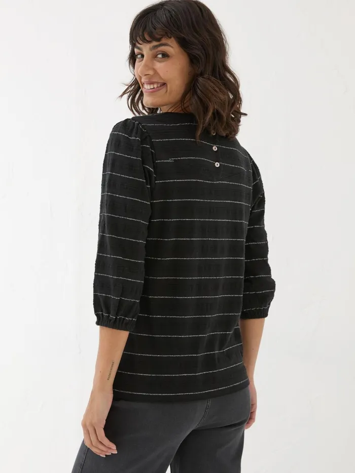 Women Tops and TShirts Fat Face Penny Black Stripe Top Women Tops and TShirts Fat Face Penny Black Stripe Top