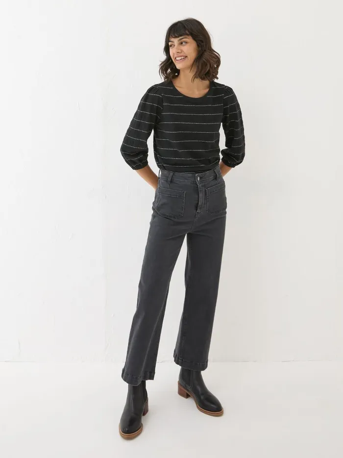 Women Tops and TShirts Fat Face Penny Black Stripe Top Women Tops and TShirts Fat Face Penny Black Stripe Top