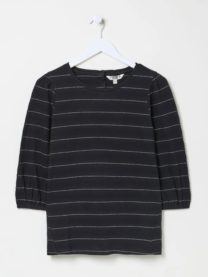 Women Tops and TShirts Fat Face Penny Black Stripe Top Women Tops and TShirts Fat Face Penny Black Stripe Top