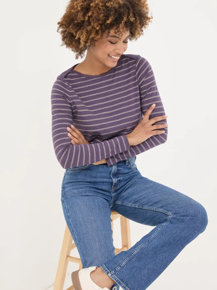 Women Tops and TShirts Fat Face Purple Sparkle Breton TShirt Women Tops and TShirts Fat Face Purple Sparkle Breton TShirt