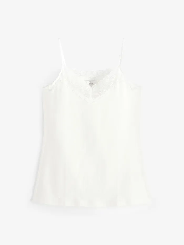 Women Tops and TShirts Fat Face White VNeck Lace Camisole