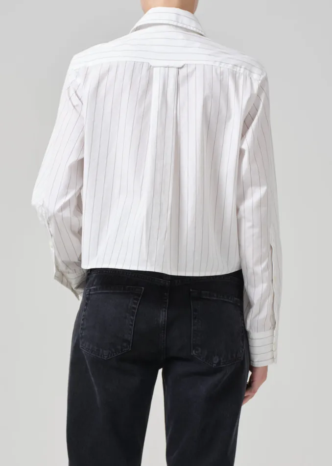 Women Tops Citizens Of Humanity Fino Cropped Shirt In Clove Stripe