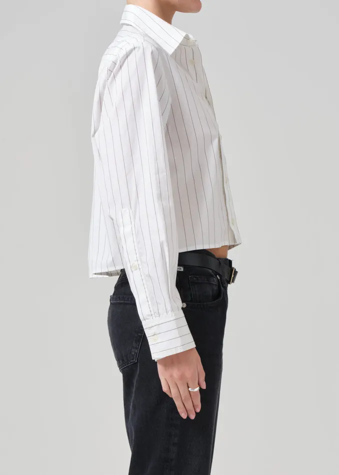 Women Tops Citizens Of Humanity Fino Cropped Shirt In Clove Stripe