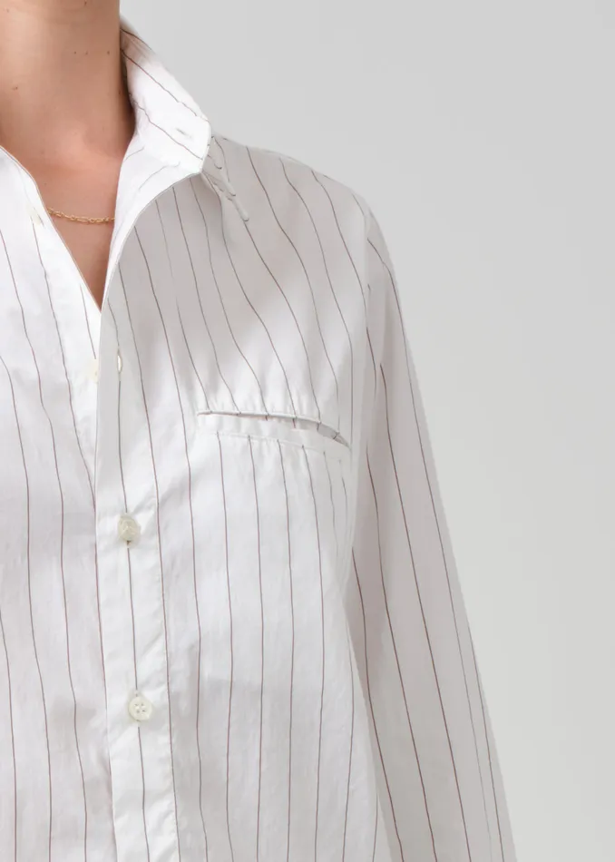 Women Tops Citizens Of Humanity Fino Cropped Shirt In Clove Stripe