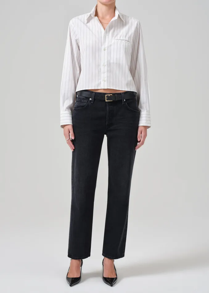 Women Tops Citizens Of Humanity Fino Cropped Shirt In Clove Stripe