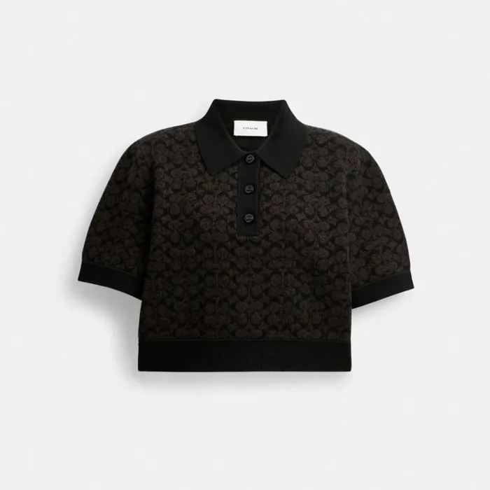 Women Tops Coach Sporty Cropped Polo Brown