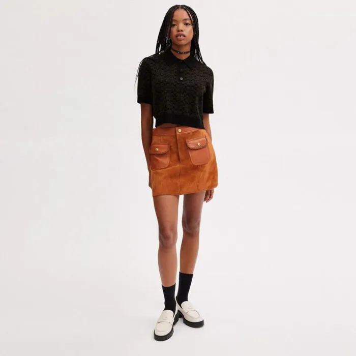 Women Tops Coach Sporty Cropped Polo Brown