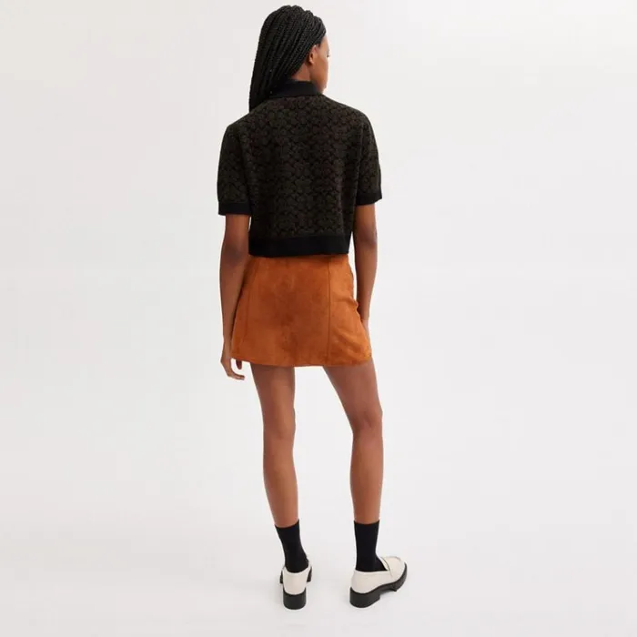 Women Tops Coach Sporty Cropped Polo Brown