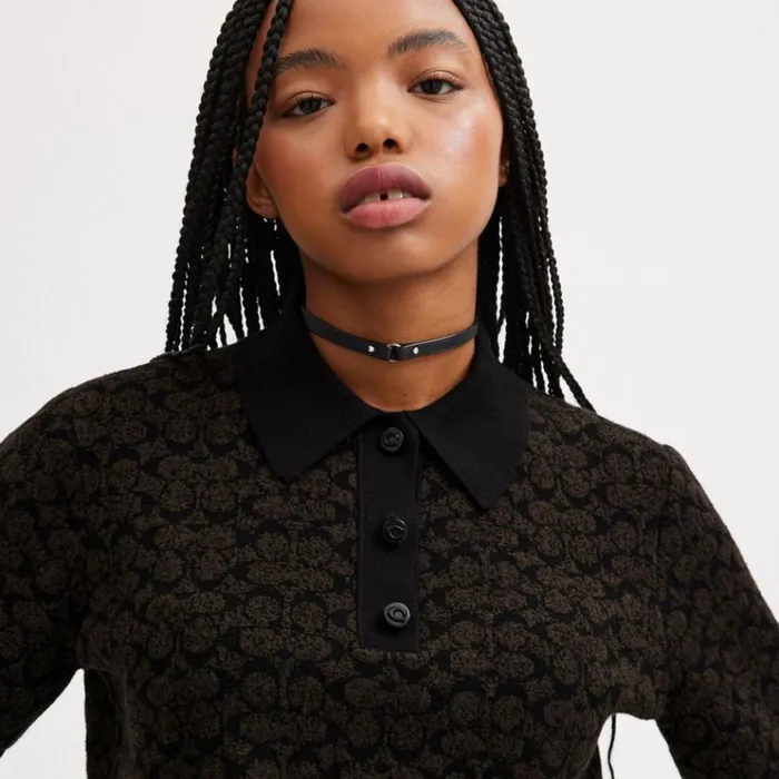 Women Tops Coach Sporty Cropped Polo Brown