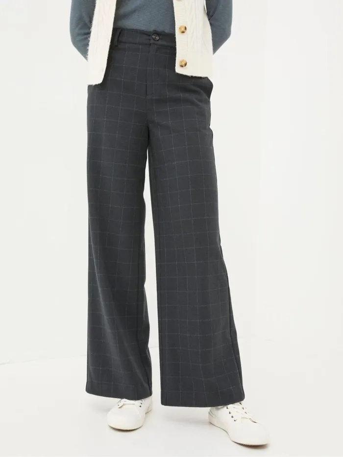 Women Trousers and Leggings Fat Face Presley Grey Herringbone Trousers