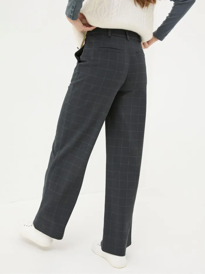 Women Trousers and Leggings Fat Face Presley Grey Herringbone Trousers