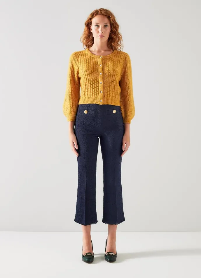 Women Trousers LKBennett Alexa Navy Recycled Cotton Italian Tweed Trousers Midnight Women Trousers LKBennett Alexa Navy Recycled Cotton Italian Tweed Trousers Midnight