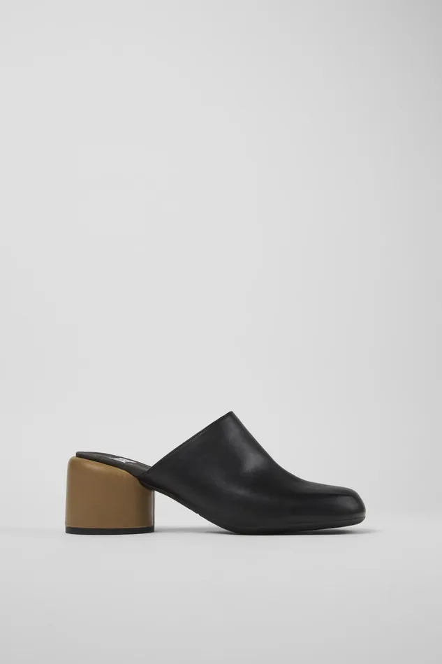 Women Twins Black Leather Clogs Camper Formal Shoes Women Twins Black Leather Clogs Camper Formal Shoes