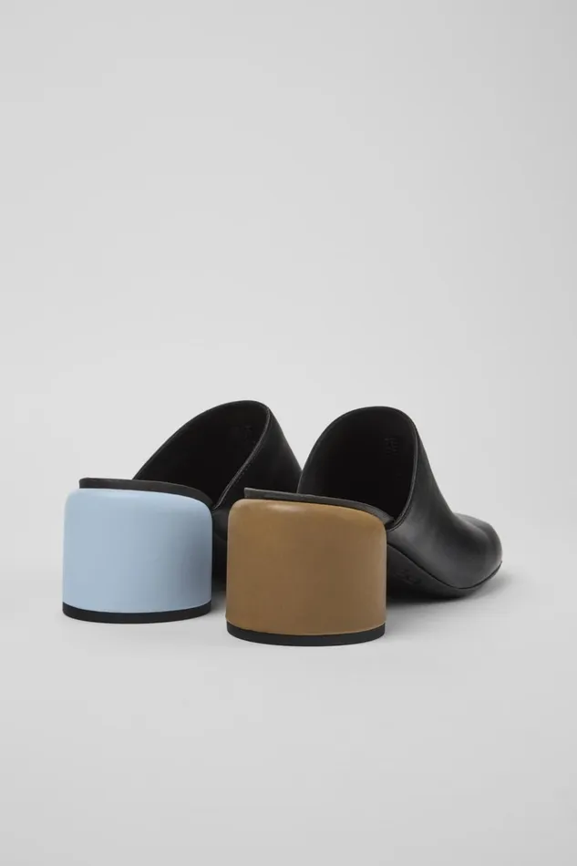 Women Twins Black Leather Clogs Camper Formal Shoes Women Twins Black Leather Clogs Camper Formal Shoes