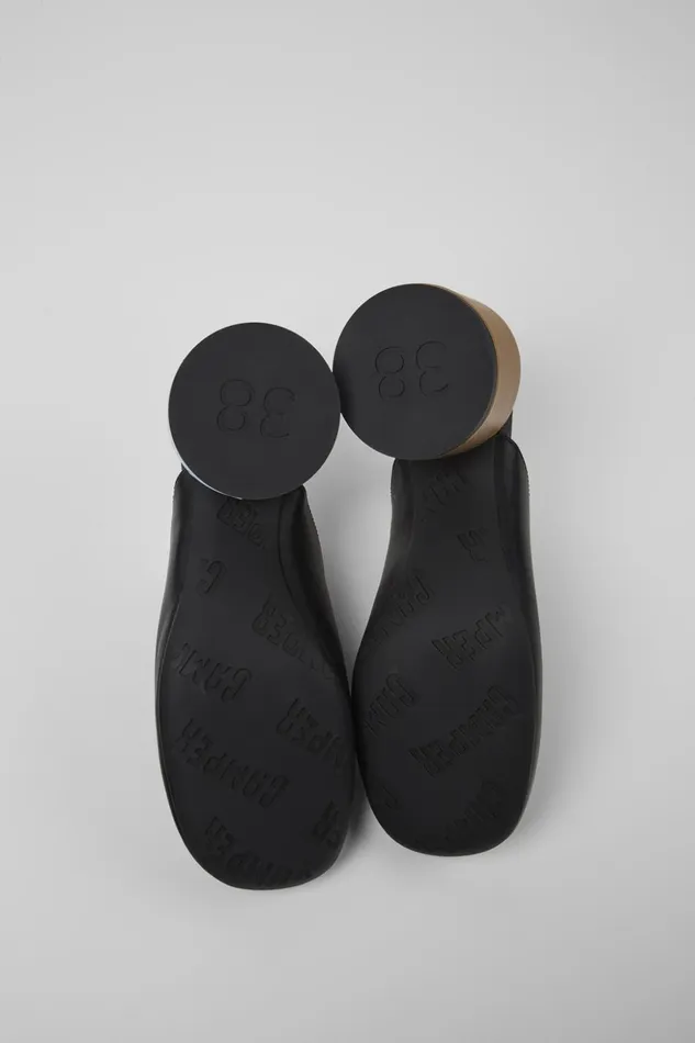 Women Twins Black Leather Clogs Camper Formal Shoes Women Twins Black Leather Clogs Camper Formal Shoes
