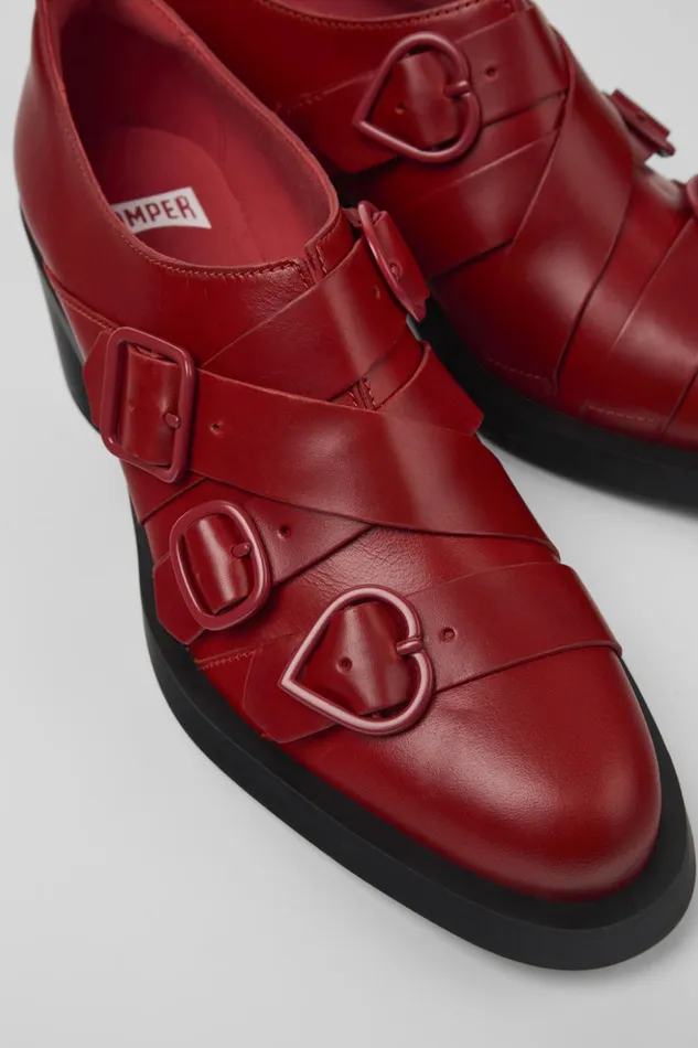 Women Twins Red Leather Shoes Camper Formal Shoes Women Twins Red Leather Shoes Camper Formal Shoes