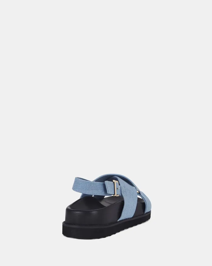 Women TYLAH DENIM Flat Sandals Slides NOVO Shoes