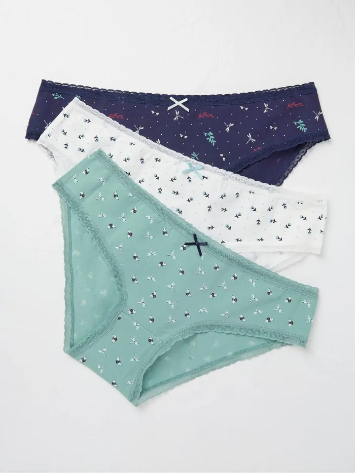 Women Underwear Fat Face Bee Floral Mini Knickers 3 Pack