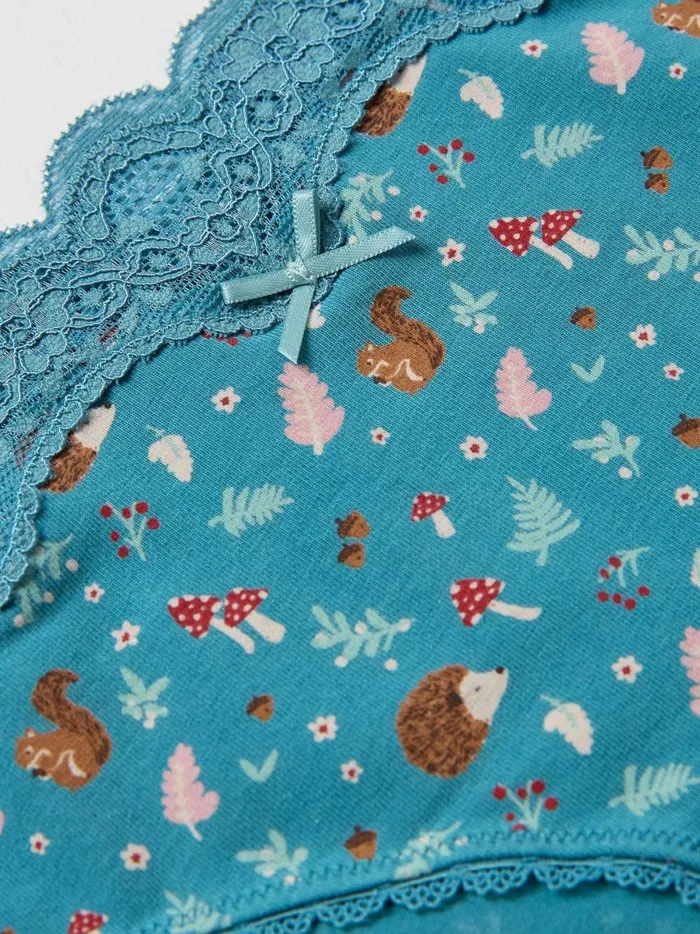 Women Underwear Fat Face Green Woodland Hedgehog Mini Knickers