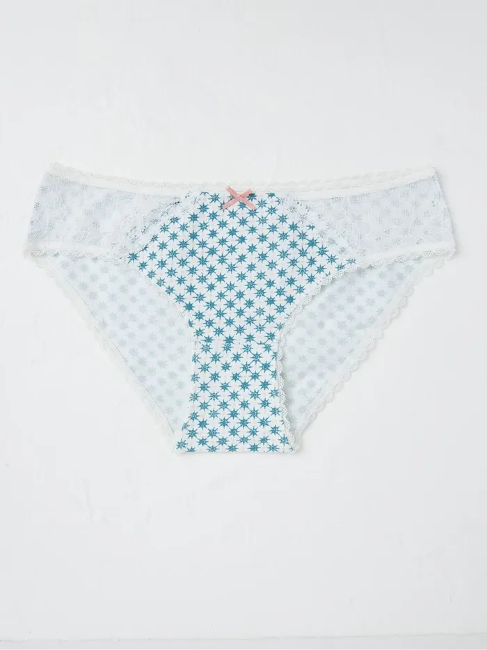 Women Underwear Fat Face Ivory Geometric Mini Knickers