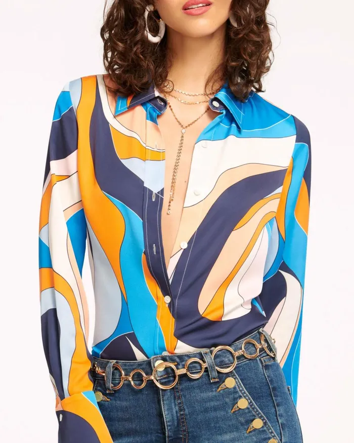 Women Victoria Button Down Blouse Cabernet Ramy Brook Tops Women Victoria Button Down Blouse Cabernet Ramy Brook Tops