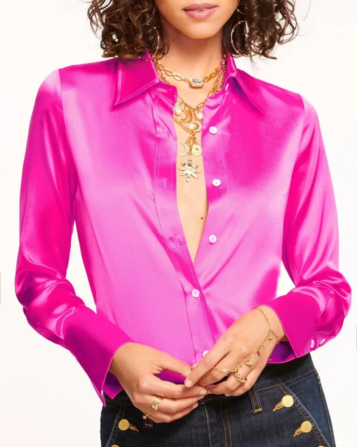 Women Victoria Button Down Blouse Cabernet Ramy Brook Tops Women Victoria Button Down Blouse Cabernet Ramy Brook Tops