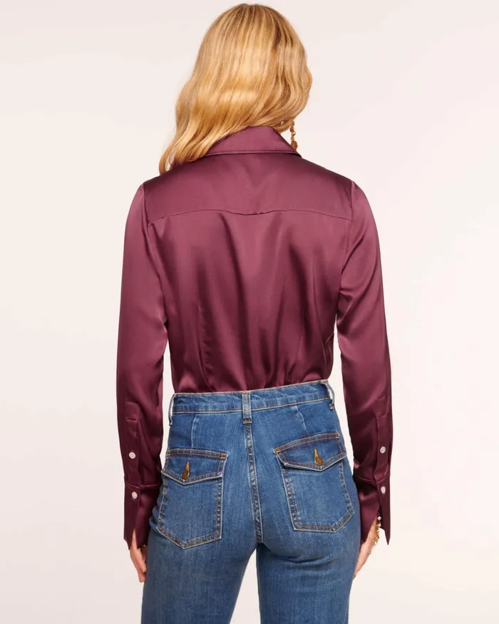 Women Victoria Button Down Blouse Cabernet Ramy Brook Tops Women Victoria Button Down Blouse Cabernet Ramy Brook Tops