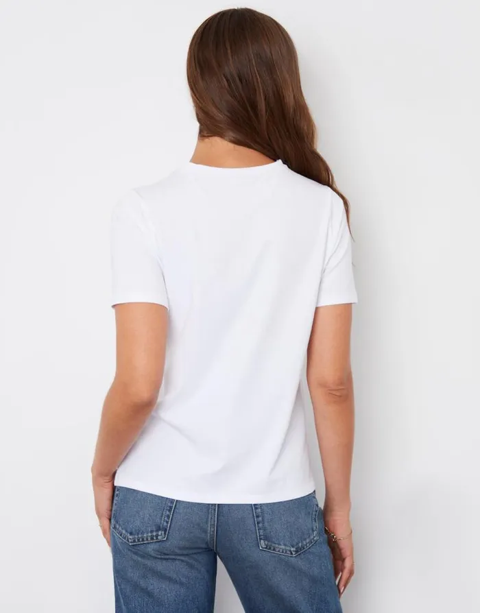 Women White Embellished TShirt Threadbare TShirts Women White Embellished TShirt Threadbare TShirts