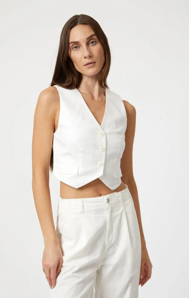 Woven Vest In Antique White Women Mavi Jeans Tops and TShirts