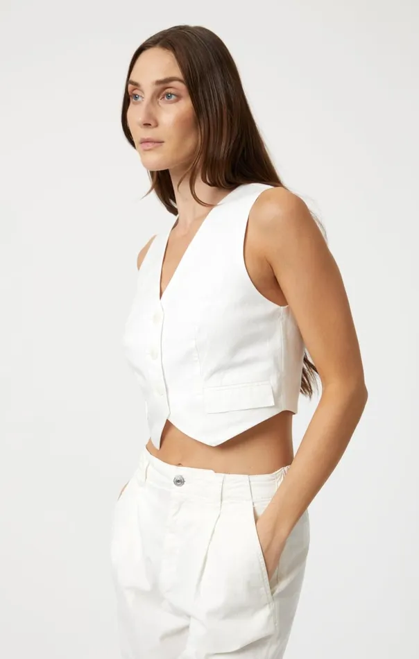 Woven Vest In Antique White Women Mavi Jeans Tops and TShirts Woven Vest In Antique White Women Mavi Jeans Tops and TShirts
