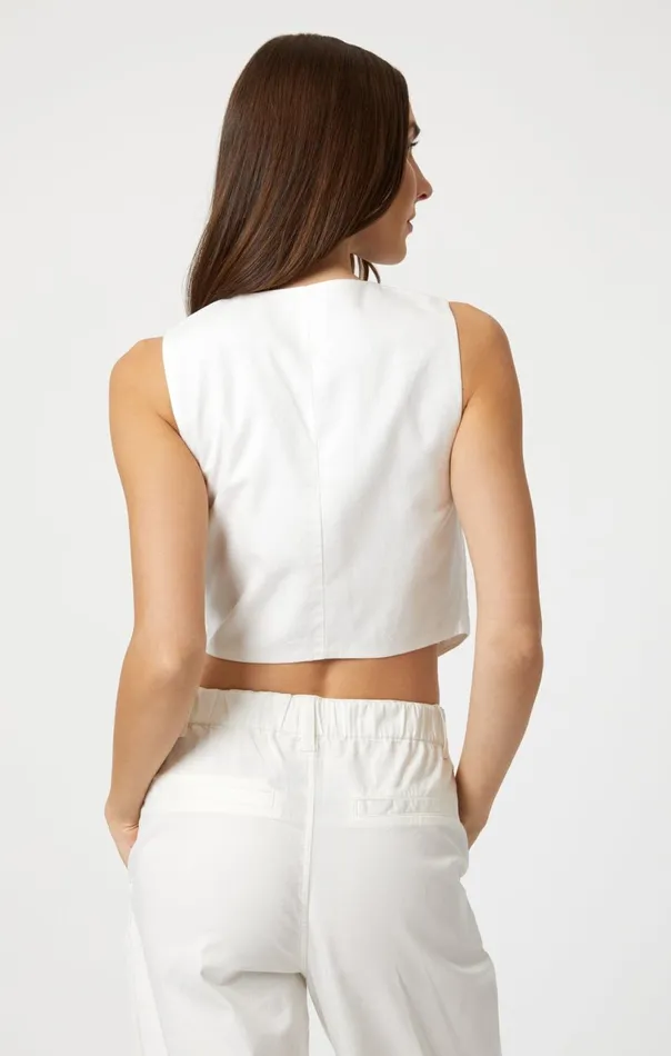 Woven Vest In Antique White Women Mavi Jeans Tops and TShirts Woven Vest In Antique White Women Mavi Jeans Tops and TShirts