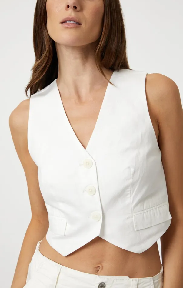 Woven Vest In Antique White Women Mavi Jeans Tops and TShirts Woven Vest In Antique White Women Mavi Jeans Tops and TShirts