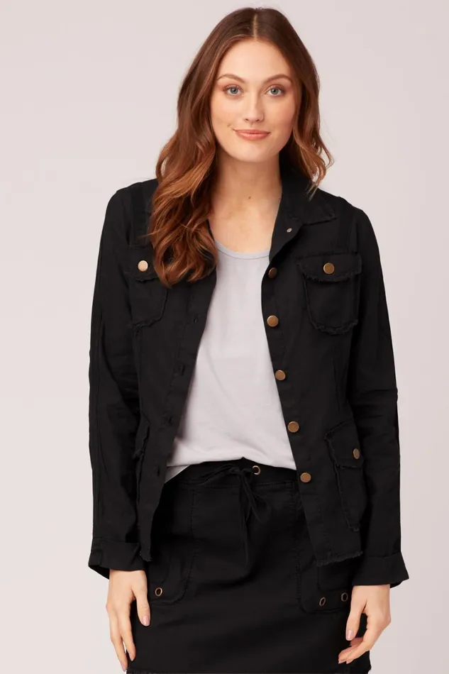 XCVI Cotton Linen Raw Edge Safari Jacket Women Jackets