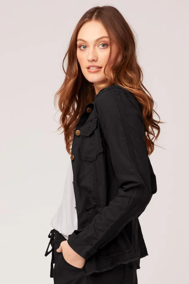 XCVI Cotton Linen Raw Edge Safari Jacket Women Jackets