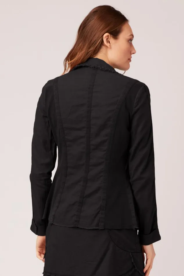XCVI Cotton Linen Raw Edge Safari Jacket Women Jackets