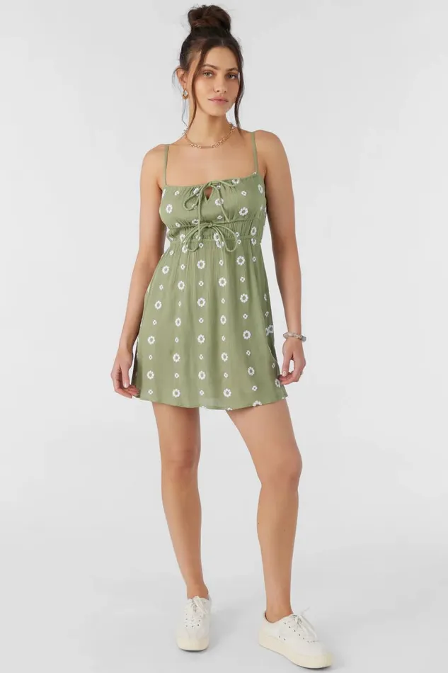 YAZZA EMBROIDERED GEO MINI DRESS Oil Green Women O039NEILL Clothing