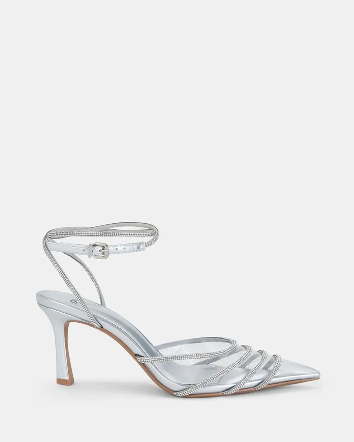 ZAZKIA SILVER Closed Toe Heels Women Pumps NOVO Shoes