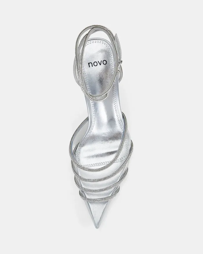 ZAZKIA SILVER Closed Toe Heels Women Pumps NOVO Shoes