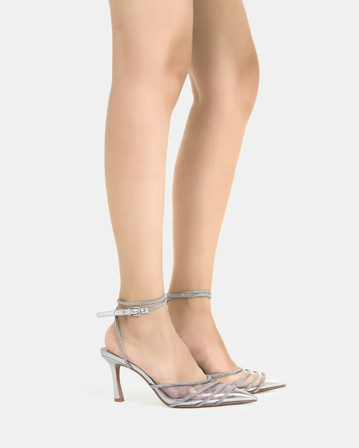 ZAZKIA SILVER Closed Toe Heels Women Pumps NOVO Shoes