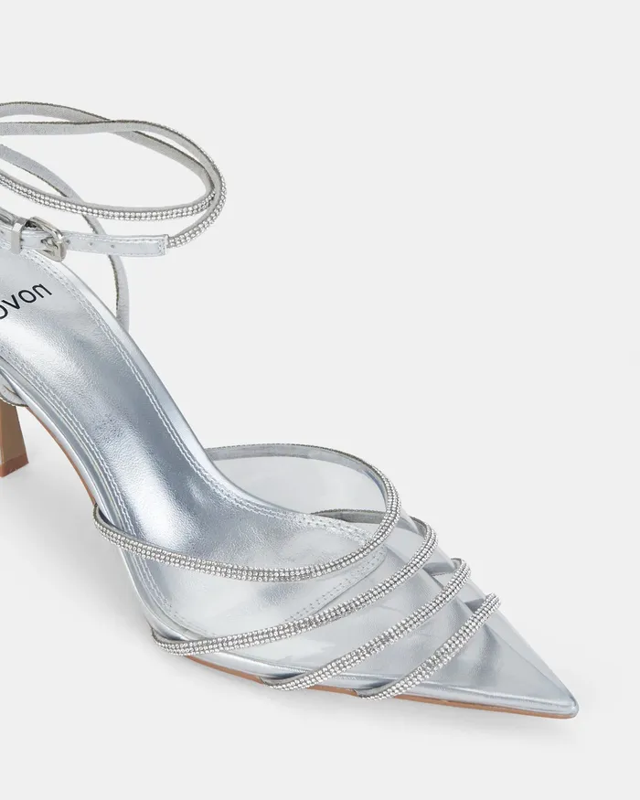 ZAZKIA SILVER Closed Toe Heels Women Pumps NOVO Shoes