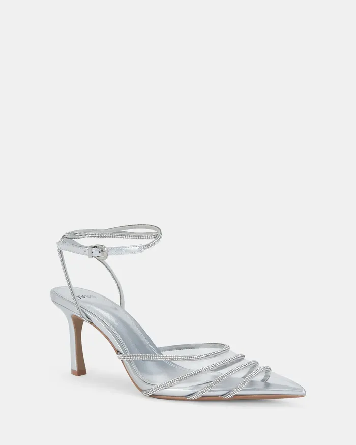 ZAZKIA SILVER Closed Toe Heels Women Pumps NOVO Shoes